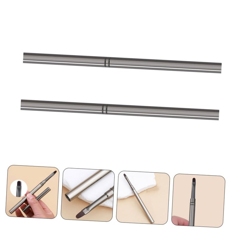 2Pcs Nail Art Gel Brush Set with Comfortable Handle for Crystal Gel Application - Image 4